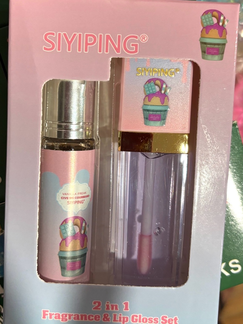 Pink 2-in-1 Lip Gloss & Fragrance Set